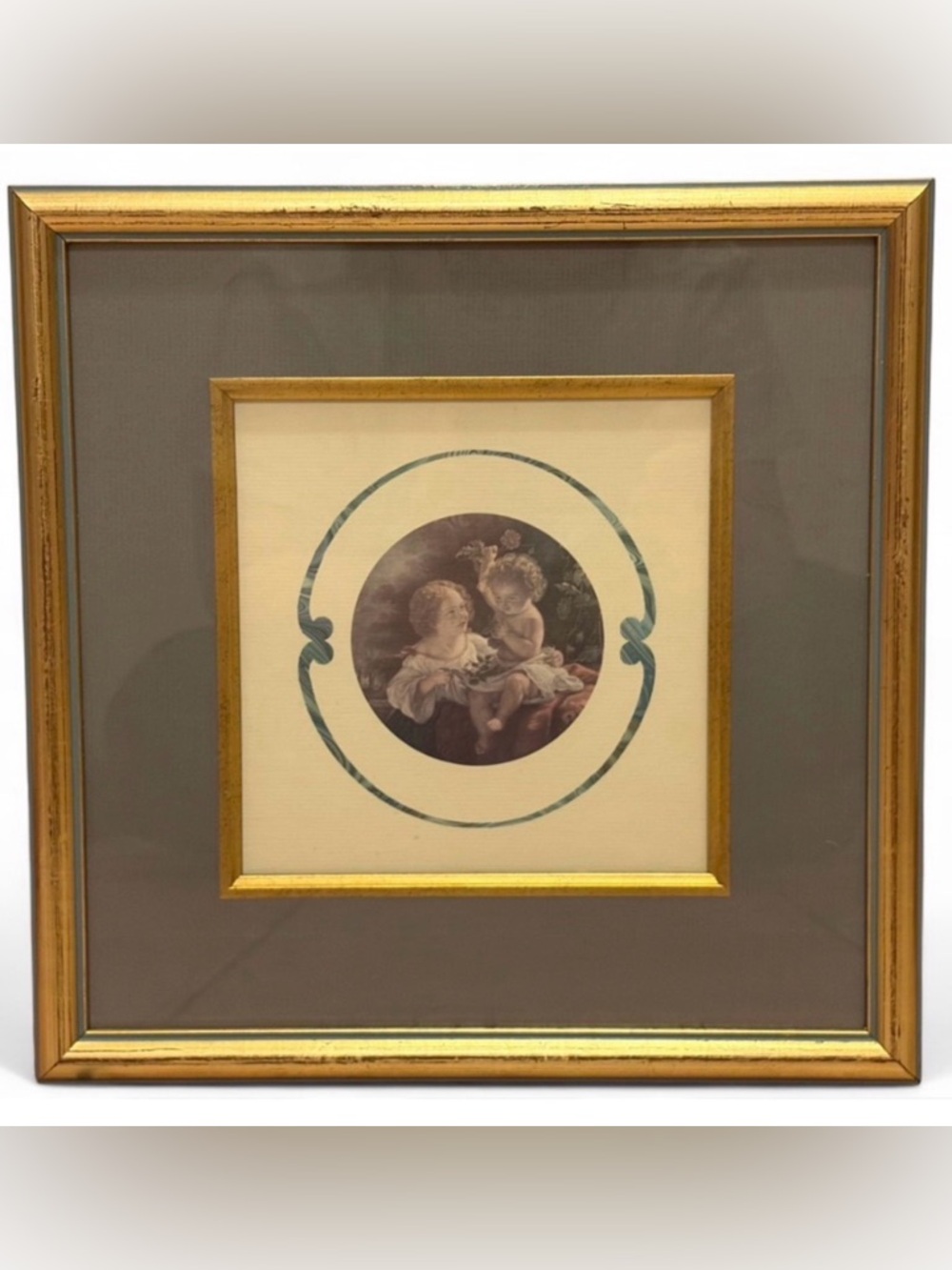 Charles Cromwell Ingham Young Girl & Baby Vintage Print Art, Framed Artwork